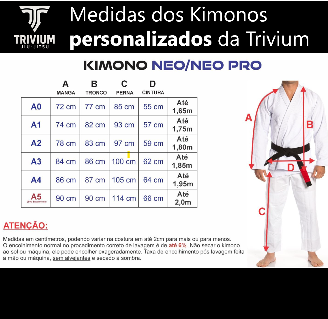 Guia de Tamanhos de Kimono